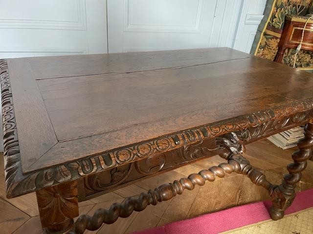 Louis XIII Style Natural Wood Desk Table-photo-3