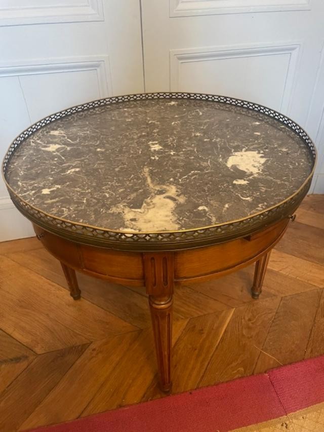 Louis XVI Style Blond Mahogany Low Bouillotte Table-photo-2