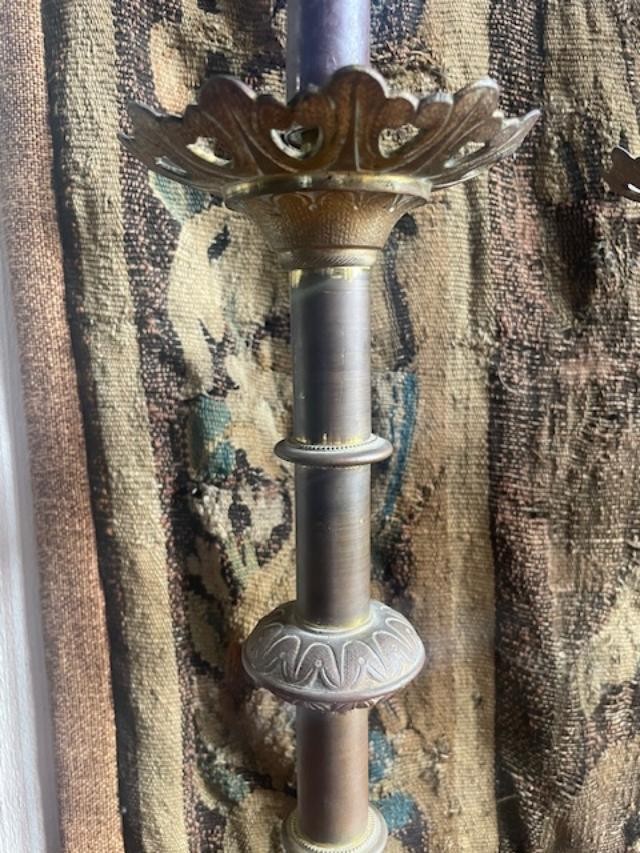 Set Of Four Late 19th Century Gilded Brass Picnic Candles-photo-3