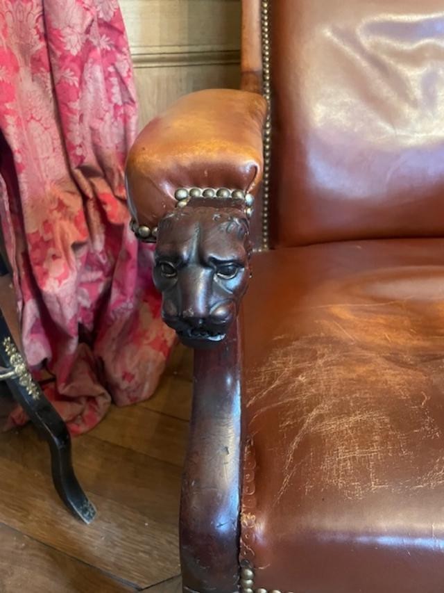Fauteuil en acajou &agrave; haut dossier fin de l&#039;&eacute;poque de l&#039;empire-photo-3