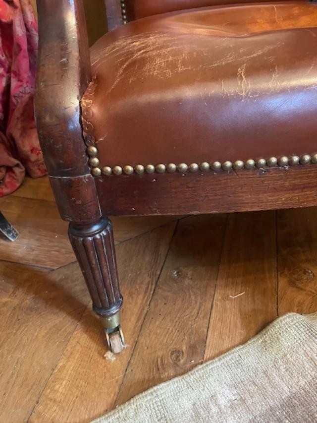 Fauteuil en acajou &agrave; haut dossier fin de l&#039;&eacute;poque de l&#039;empire-photo-4