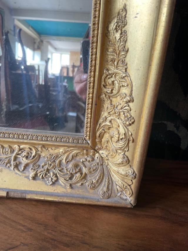 Miroir en bois et stuc doré d'époque empire-photo-2