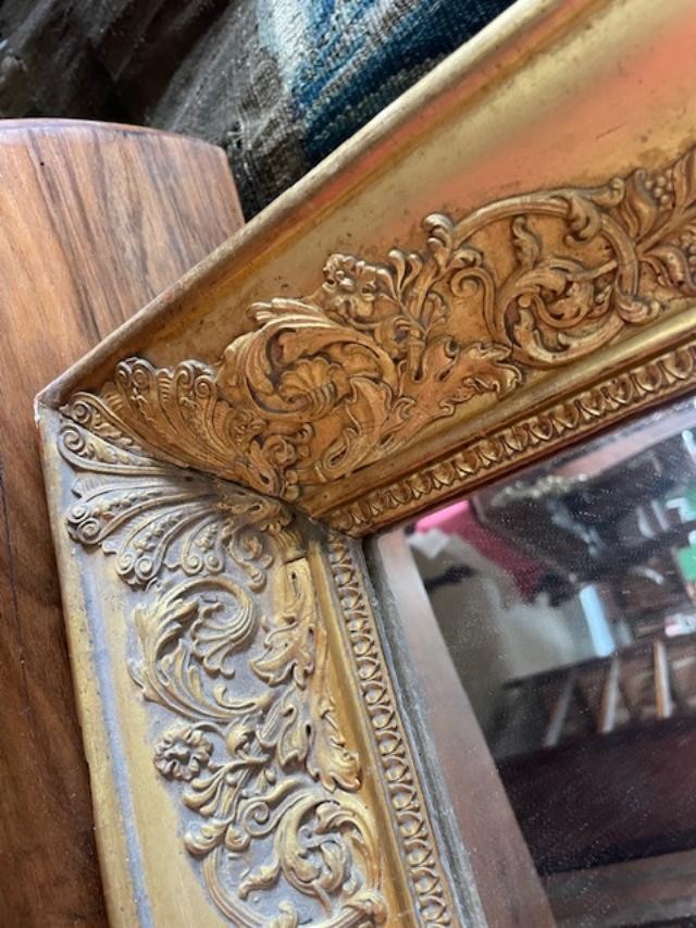 Miroir en bois et stuc doré d'époque empire-photo-2