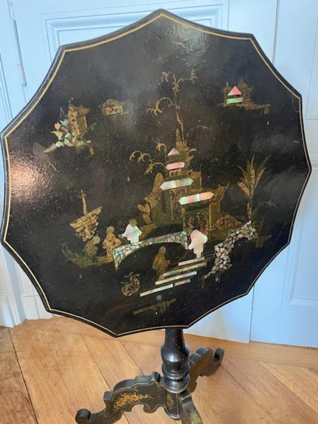 Napoleon III Period Pedestal Table With Tilting Top In Boiled Cardboard-photo-2
