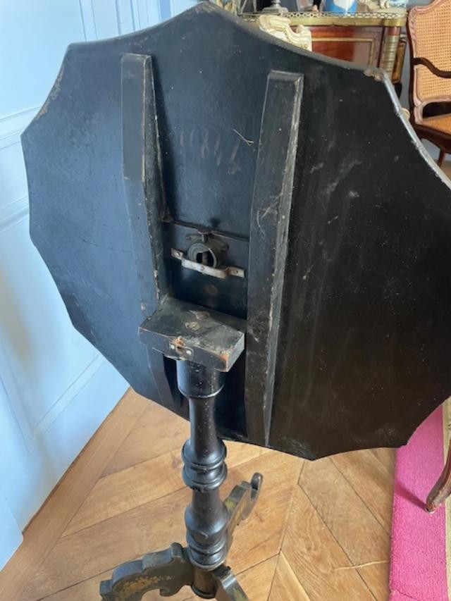 Napoleon III Period Pedestal Table With Tilting Top In Boiled Cardboard-photo-3