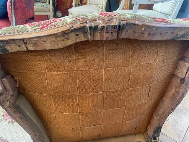 Fauteuil 18 &egrave;me &agrave; dossier plat en bois naturel d&#039;&eacute;poque Louis XV-photo-6