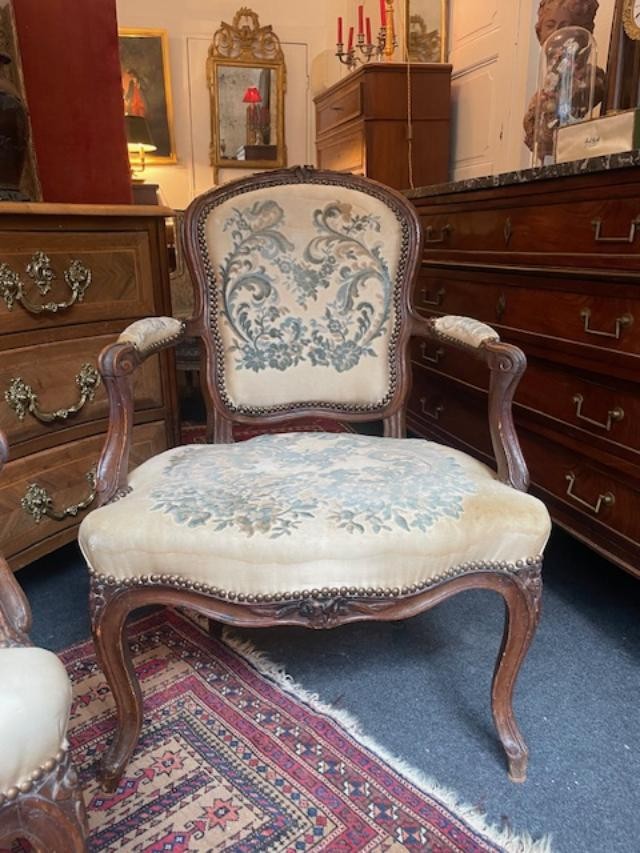 Paire de fauteuils d'époque Louis XV estampillée PORROT-photo-3