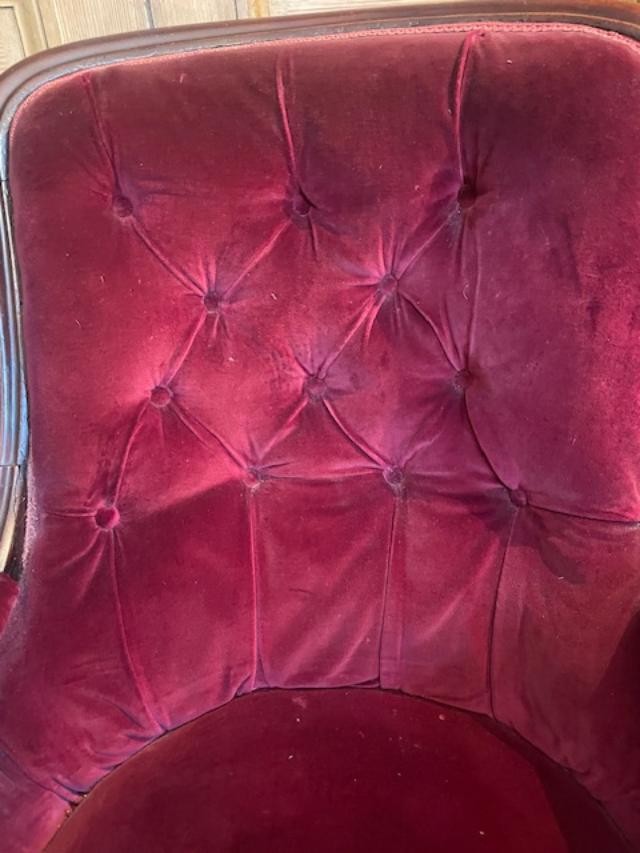 Confortable bergère à capitons en acajou d'époque 19 ème-photo-1