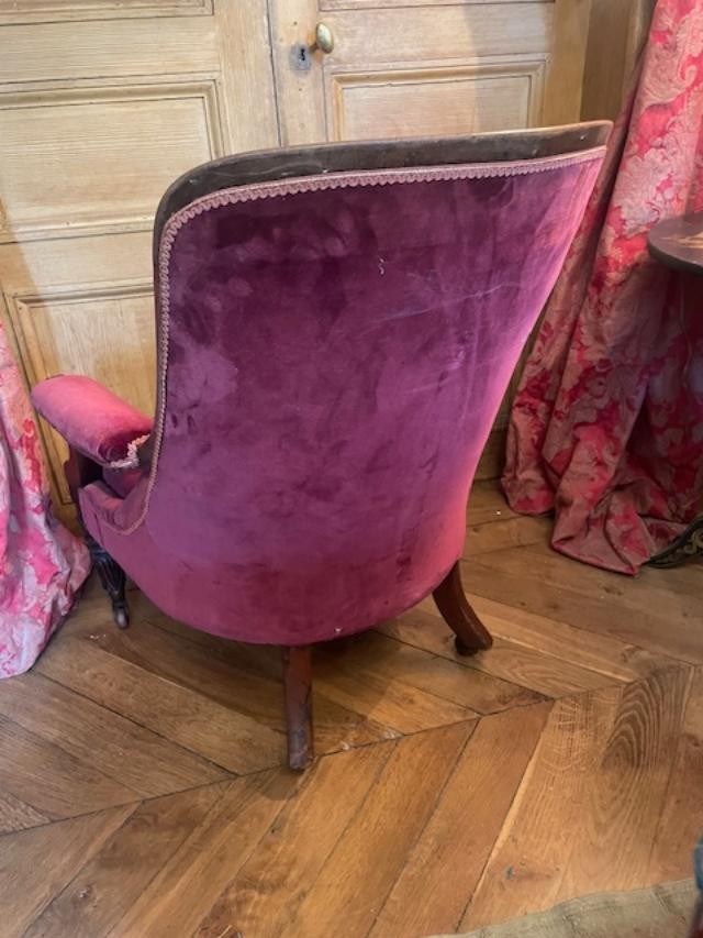 Confortable bergère à capitons en acajou d'époque 19 ème-photo-3