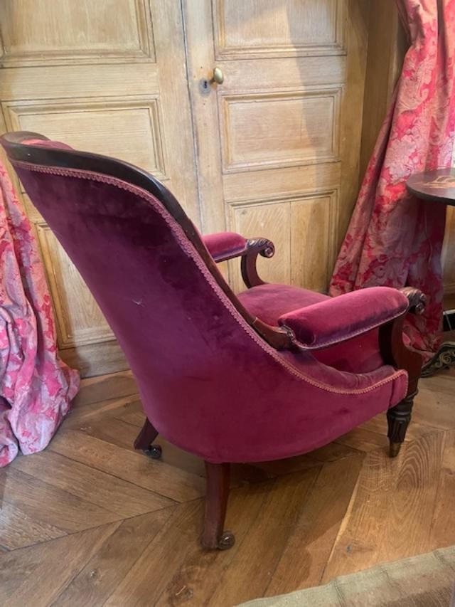 Confortable bergère à capitons en acajou d'époque 19 ème-photo-4