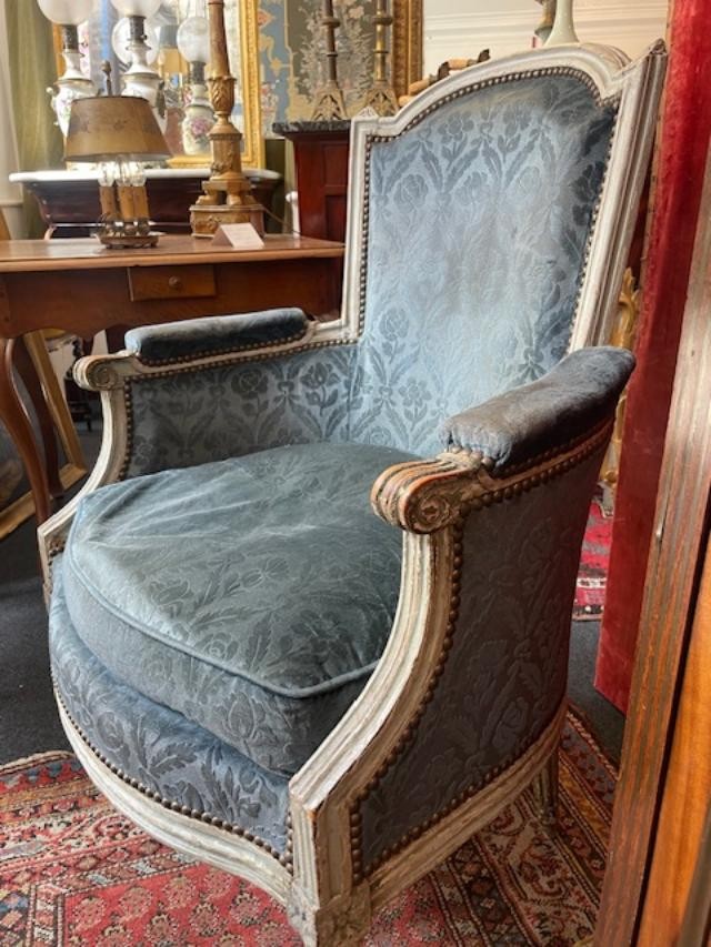 Louis XVI Period Lacquered Wooden Armchair With Cushions-photo-3
