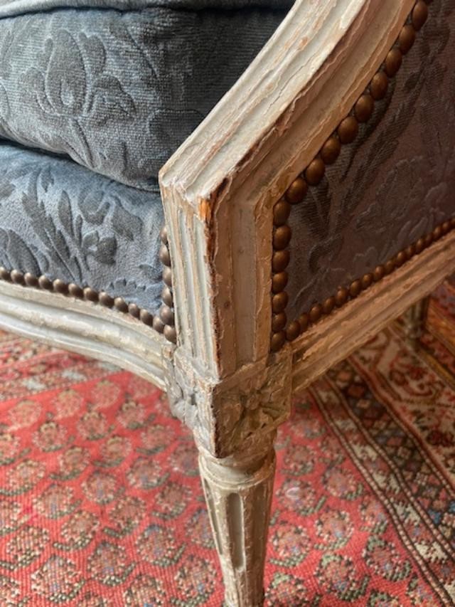 Louis XVI Period Lacquered Wooden Armchair With Cushions-photo-4