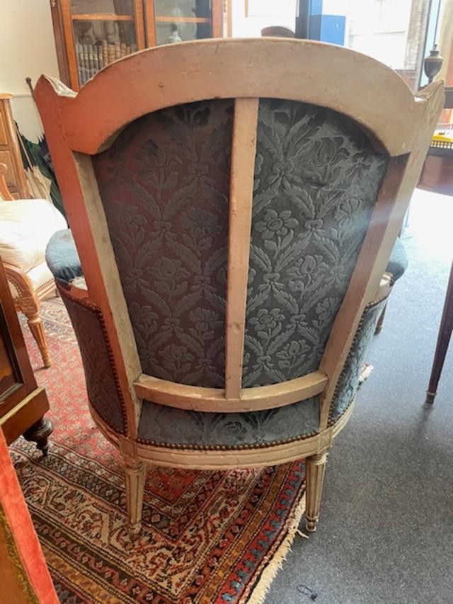 Louis XVI Period Lacquered Wooden Armchair With Cushions-photo-1