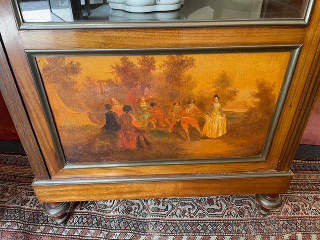 Display Case In Veneered Wood With Gallant Scenes In Martin Varnish In Louis XVI Style-photo-2