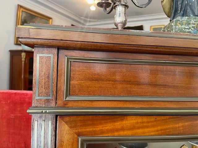 Display Case In Veneered Wood With Gallant Scenes In Martin Varnish In Louis XVI Style-photo-8