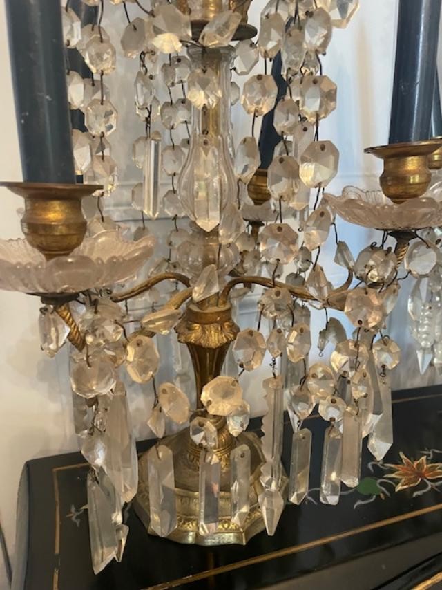Importante paire de girandoles en bronze doré époque 19 ème-photo-3