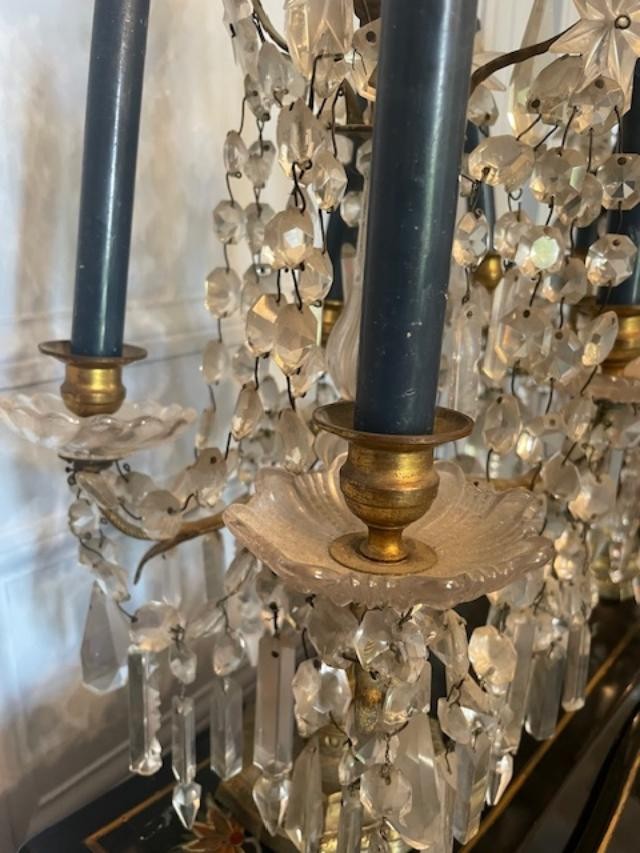 Importante paire de girandoles en bronze doré époque 19 ème-photo-2