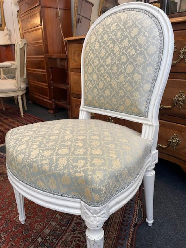 18th Century Louis XVI Period White Lacquered Wood Lounge Chair-photo-2