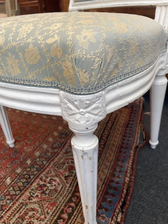 18th Century Louis XVI Period White Lacquered Wood Lounge Chair-photo-3
