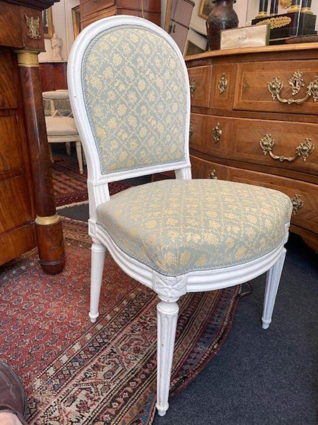18th Century Louis XVI Period White Lacquered Wood Lounge Chair-photo-2