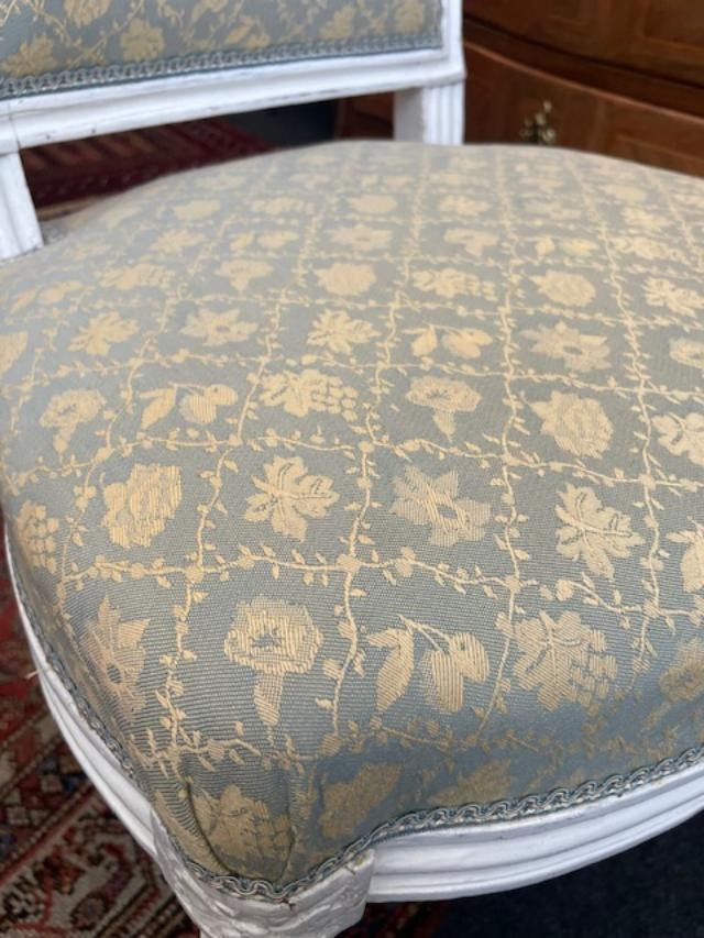 18th Century Louis XVI Period White Lacquered Wood Lounge Chair-photo-4