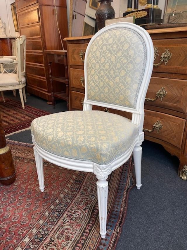 18th Century Louis XVI Period White Lacquered Wood Lounge Chair