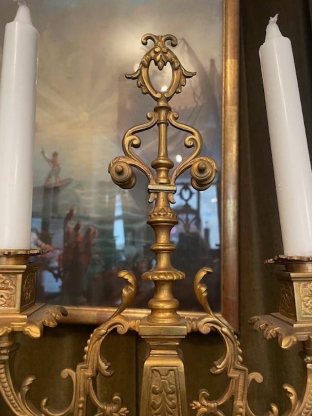 Pair Of 19th Century Gilt Bronze Candelabras-photo-3