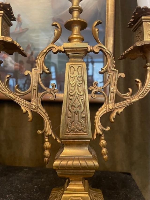 Pair Of 19th Century Gilt Bronze Candelabras-photo-4