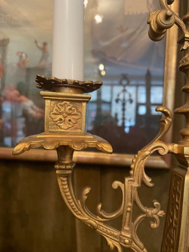 Pair Of 19th Century Gilt Bronze Candelabras-photo-1