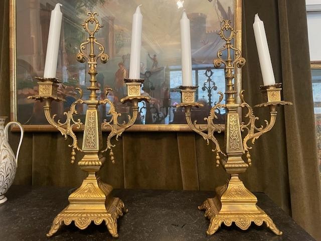 Pair Of 19th Century Gilt Bronze Candelabras