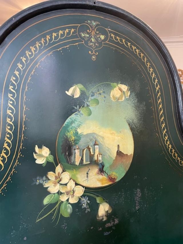 Rare lit en t&ocirc;le peinte d'&eacute;poque Napol&eacute;on III-photo-2