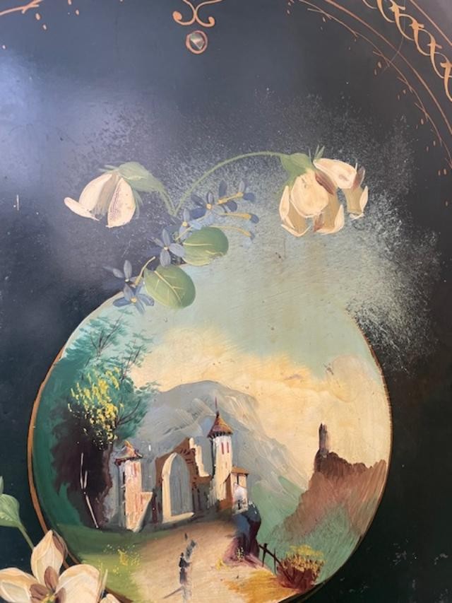 Rare lit en t&ocirc;le peinte d'&eacute;poque Napol&eacute;on III-photo-1