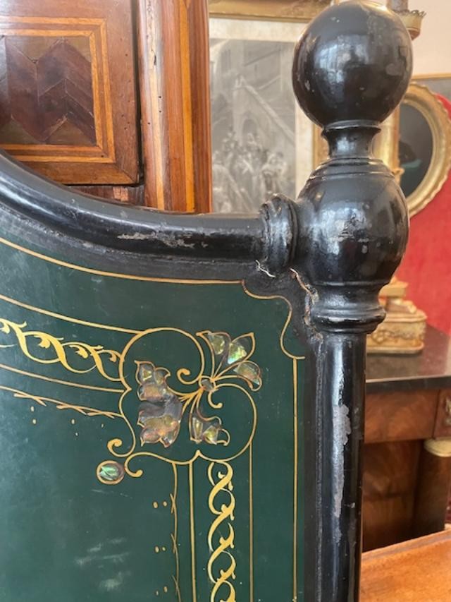 Rare lit en t&ocirc;le peinte d'&eacute;poque Napol&eacute;on III-photo-3