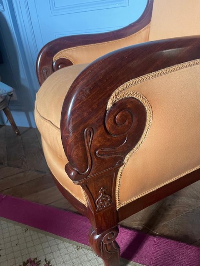 Bergère à coussin en acajou d'époque empire-photo-3