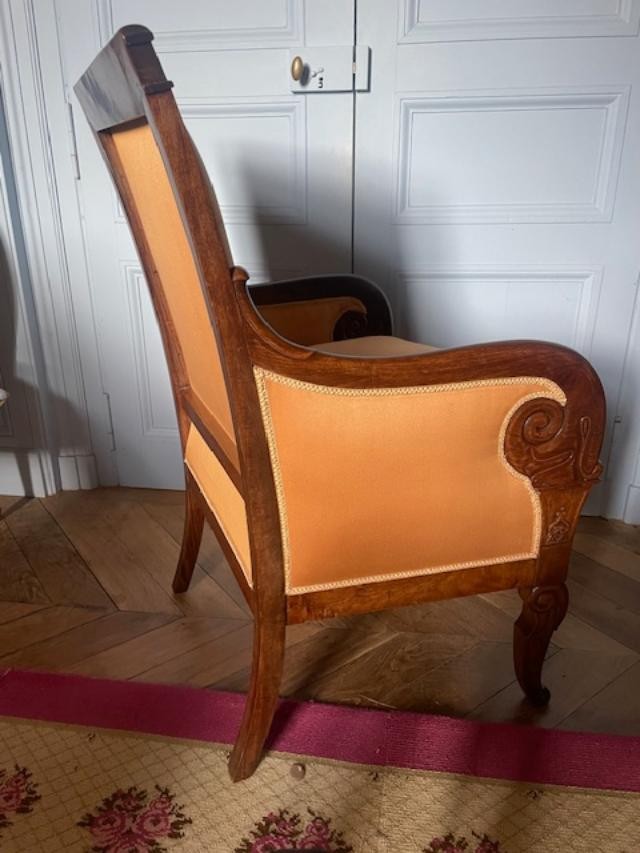 Bergère à coussin en acajou d'époque empire-photo-3