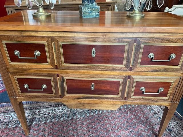 Commode sauteuse 18 ème en bois de placage , Epoque Louis XVI-photo-3