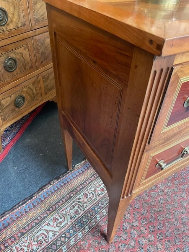 Commode sauteuse 18 ème en bois de placage , Epoque Louis XVI-photo-4