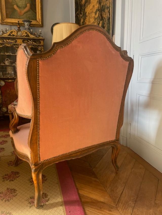 Importante bergère à oreilles dite en confessionnal de style régence-photo-4