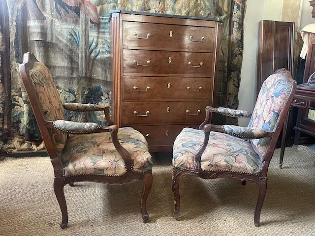 Two 18th Century Queen Armchairs, Forming A Pair, Louis XV Period-photo-4