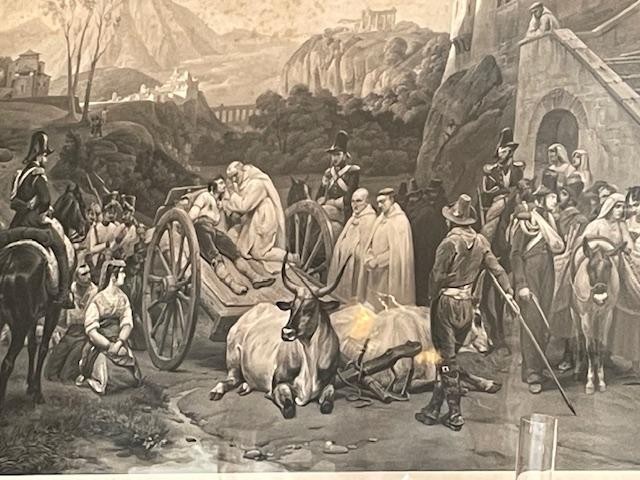 Importante gravure encadrée d'époque empire-photo-3