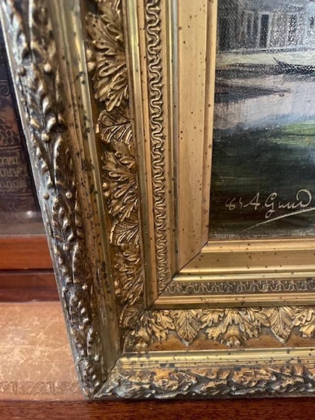 Ecole Française du 19 ème , huile sur toile figurant des canaux en provence-photo-6