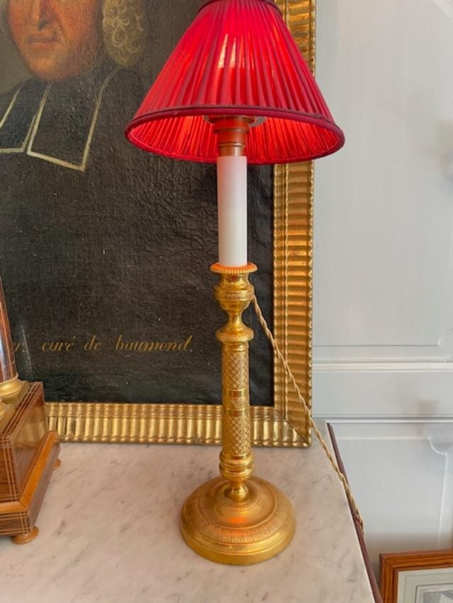 Early 19th Century Gilt Bronze Lamp Base-photo-2