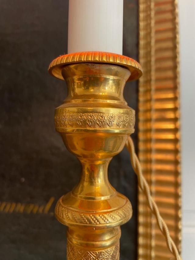 Early 19th Century Gilt Bronze Lamp Base-photo-1