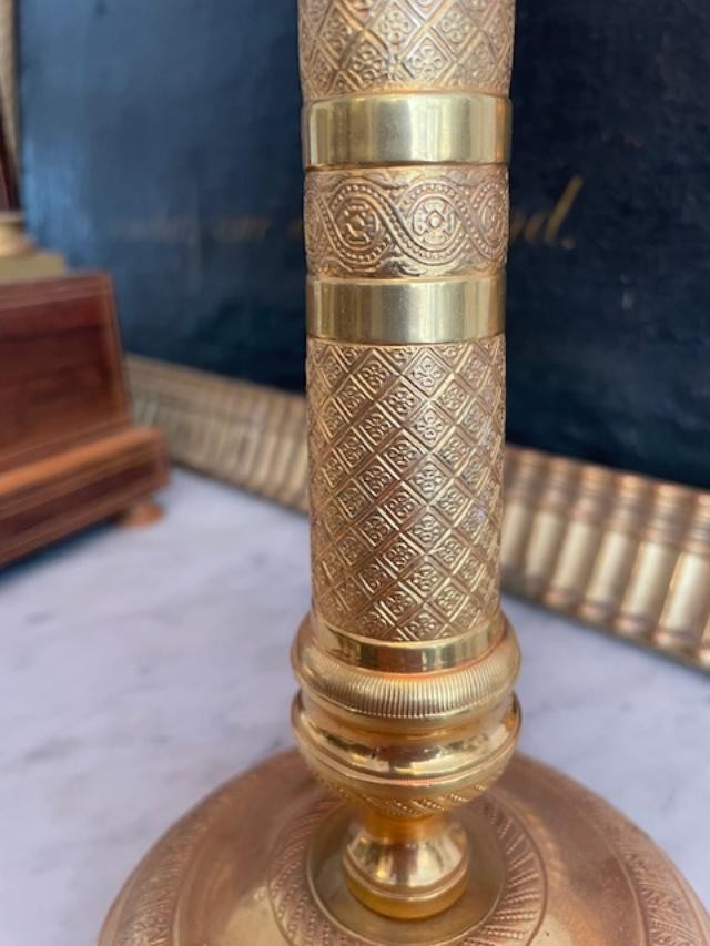 Early 19th Century Gilt Bronze Lamp Base-photo-3