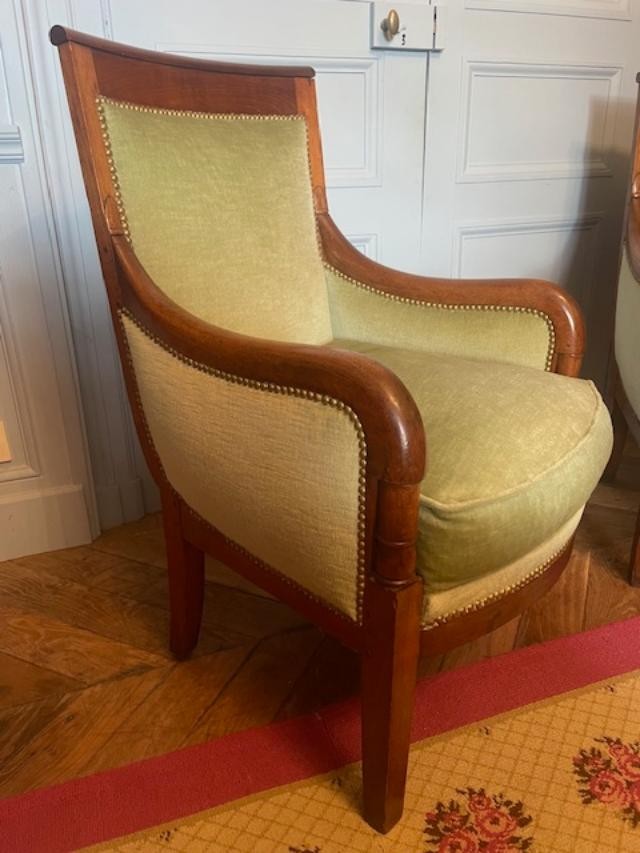 Large And Comfortable Pair Of Natural Wood Armchairs From The Empire Period-photo-3
