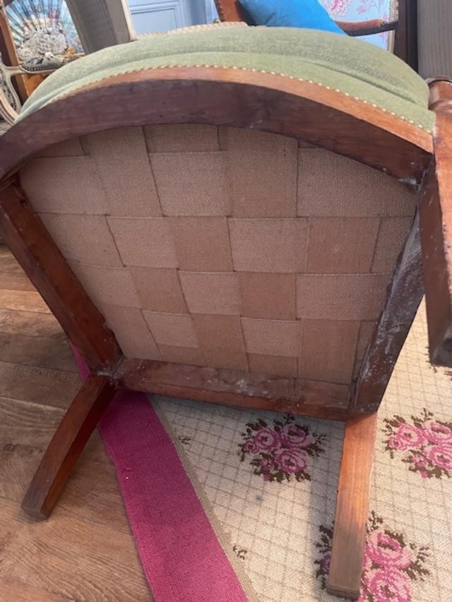 Large And Comfortable Pair Of Natural Wood Armchairs From The Empire Period-photo-5