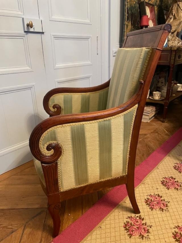 Paire de bergères d'époque Empire en acajou-photo-5