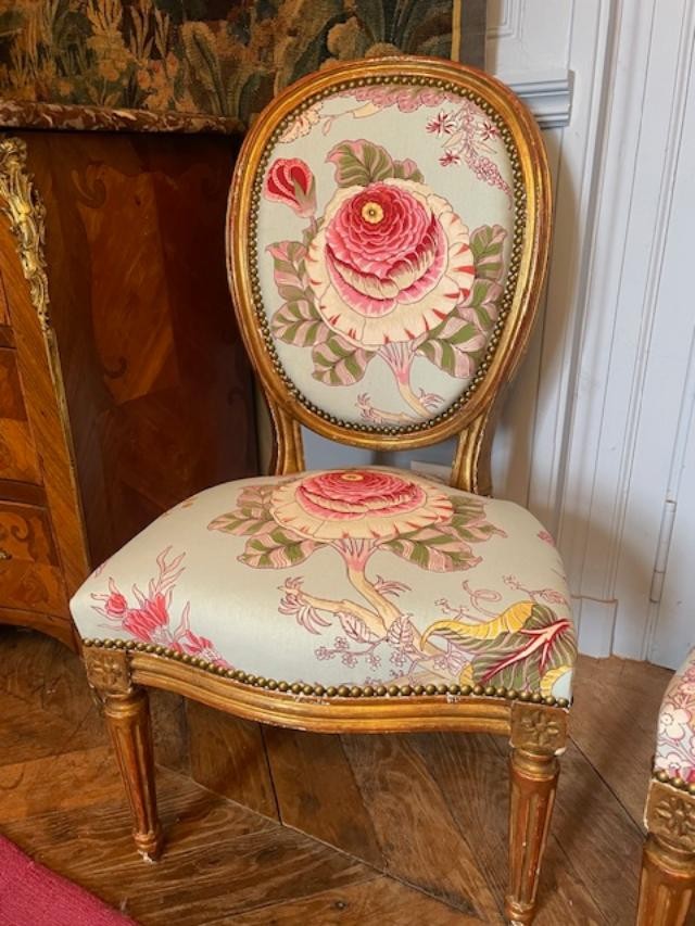 Pair Of Louis XVI Giltwood Lounge Chairs-photo-3