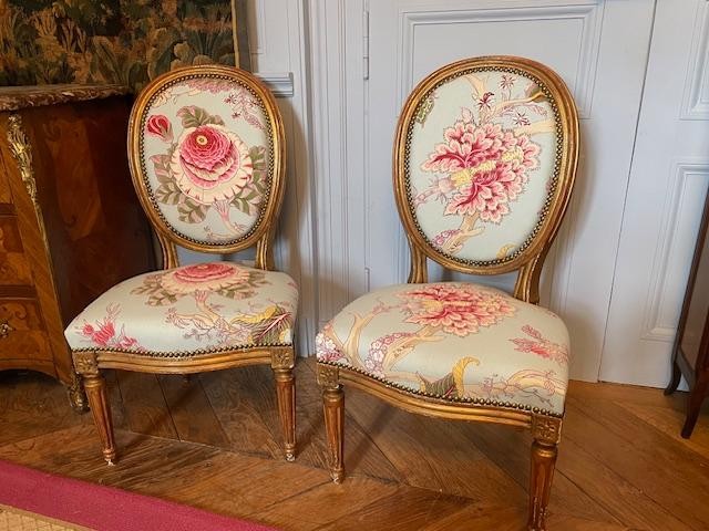 Pair Of Louis XVI Giltwood Lounge Chairs