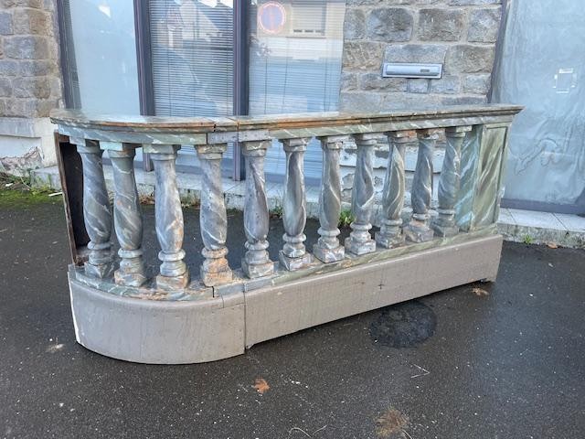 Turned Wooden Balustrade Painted In Faux Marble